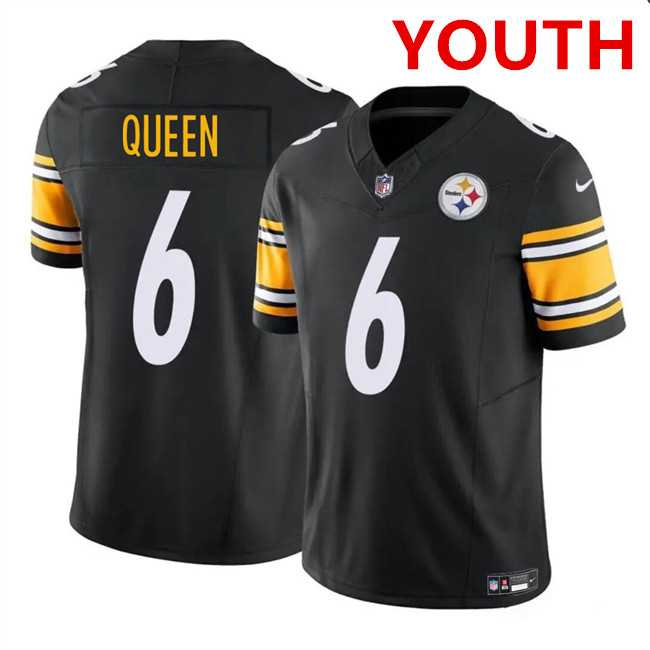 Youth Pittsburgh Steelers #6 Patrick Queen Black F.U.S.E. Vapor Untouchable Limited Football Stitched Jersey Dzhi->->Youth Jersey